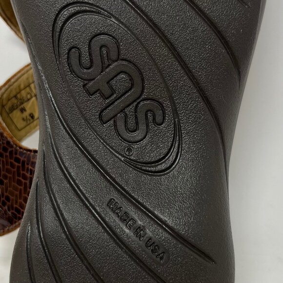 SAS Womens Brown Leather Strappy Sandal Weave Henna Brown Herringbone Size 8.5M - Picture 9 of 9